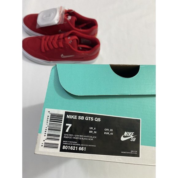 New Mens Size 7 Red Nike SB X Supreme GTS QS Skateboarding Shoes 801621 661